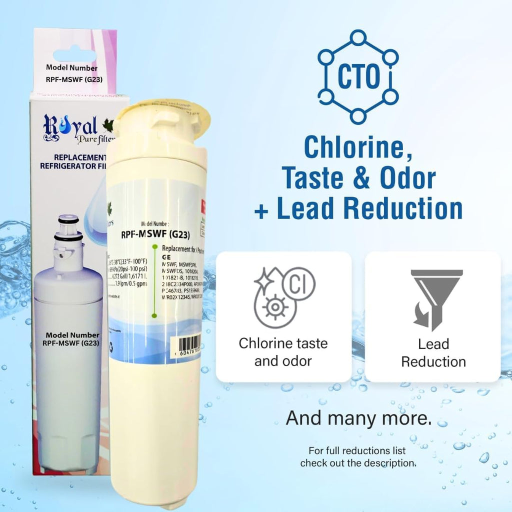 Royal Pure Filters RPF-MSWF Compatible Refrigerator Water Filter for GE MSWF, MSWF3PK, MSWFDS, EFF-6022A, 101820A, Made in USA