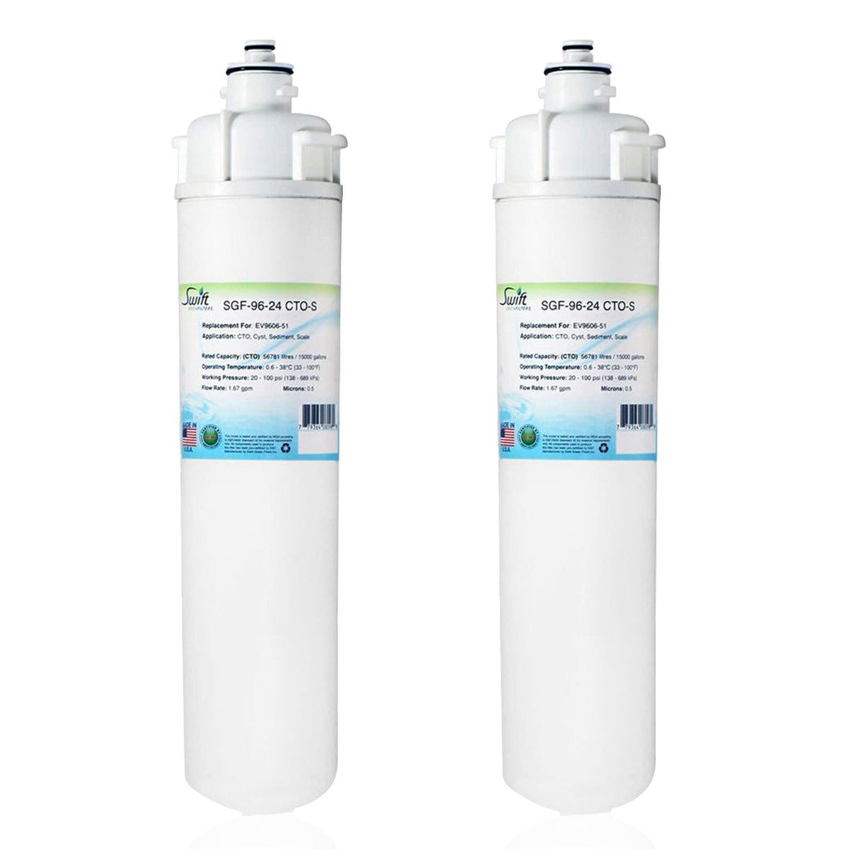 Swift Green Filters SGF-96-24 CTO-S Compatible Commercial Water Filter Replacement Cartridge for 4SI, BH2, 4FC-S, OW4-Plus, EV9606-51, EV9612-50 EP35R, EV9692-31, EV9693-31,9655-11.
