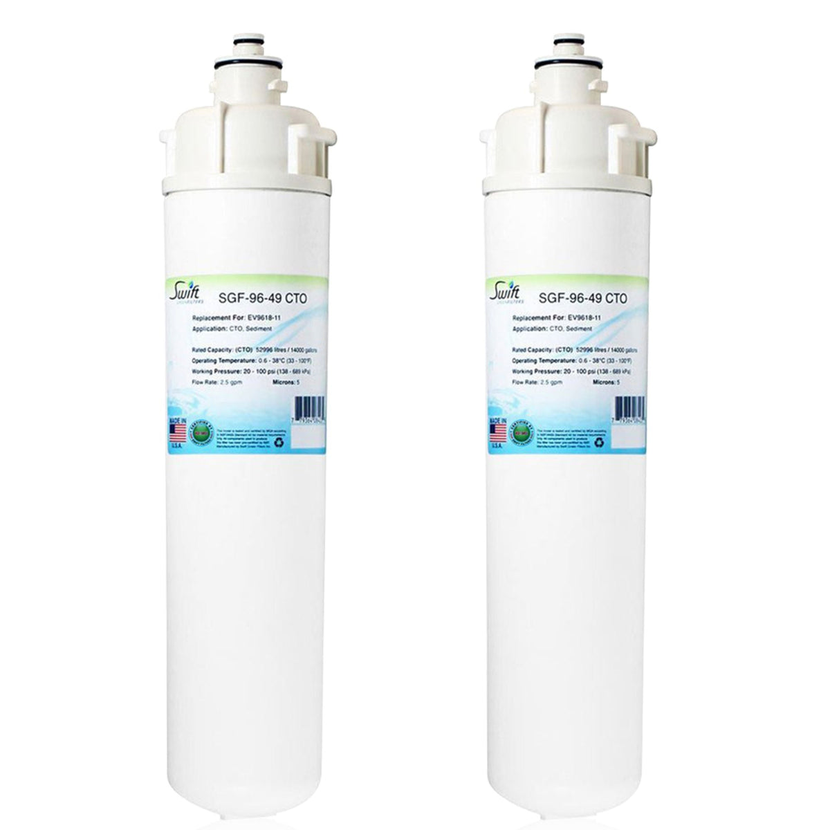 Swift Green Filters SGF-96-49 CTO Compatible Commercial Water Filter Replacement Cartridge for 7CB5, EV9618-11,EV9618-16.