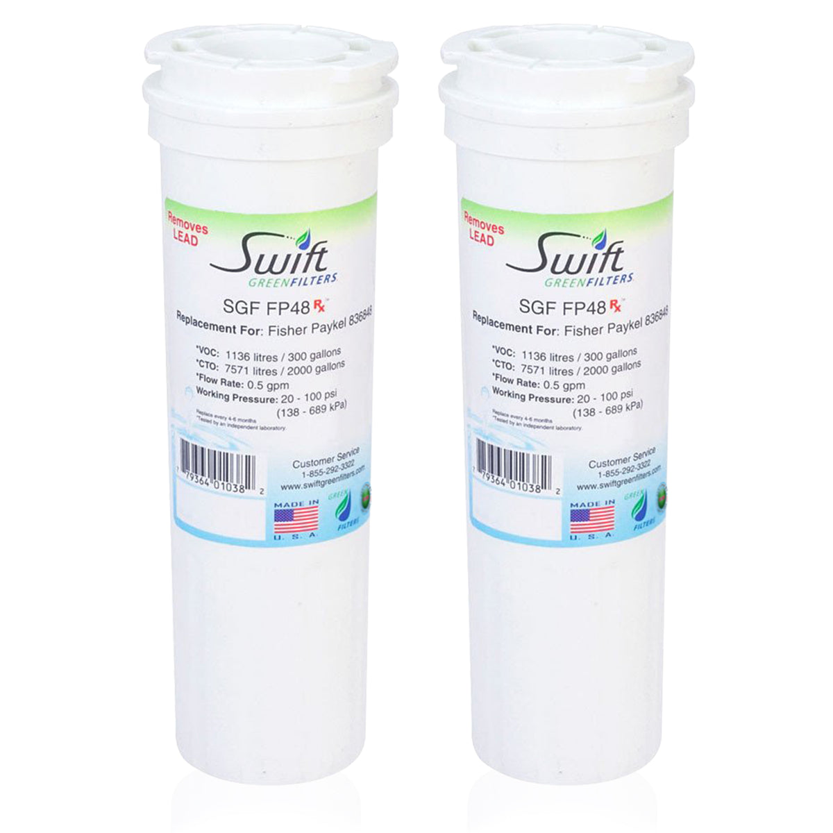 Fisher&Paykel 836848 & WF296 Compatible Pharmaceutical Refrigerator Water Filter 2 pack