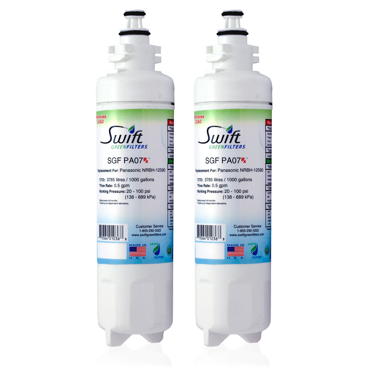 Panasonic NRBH-125950, NR-B53V1 & NR B54X1 Compatible Pharmaceutical Refrigerator Water Filter 2 pack