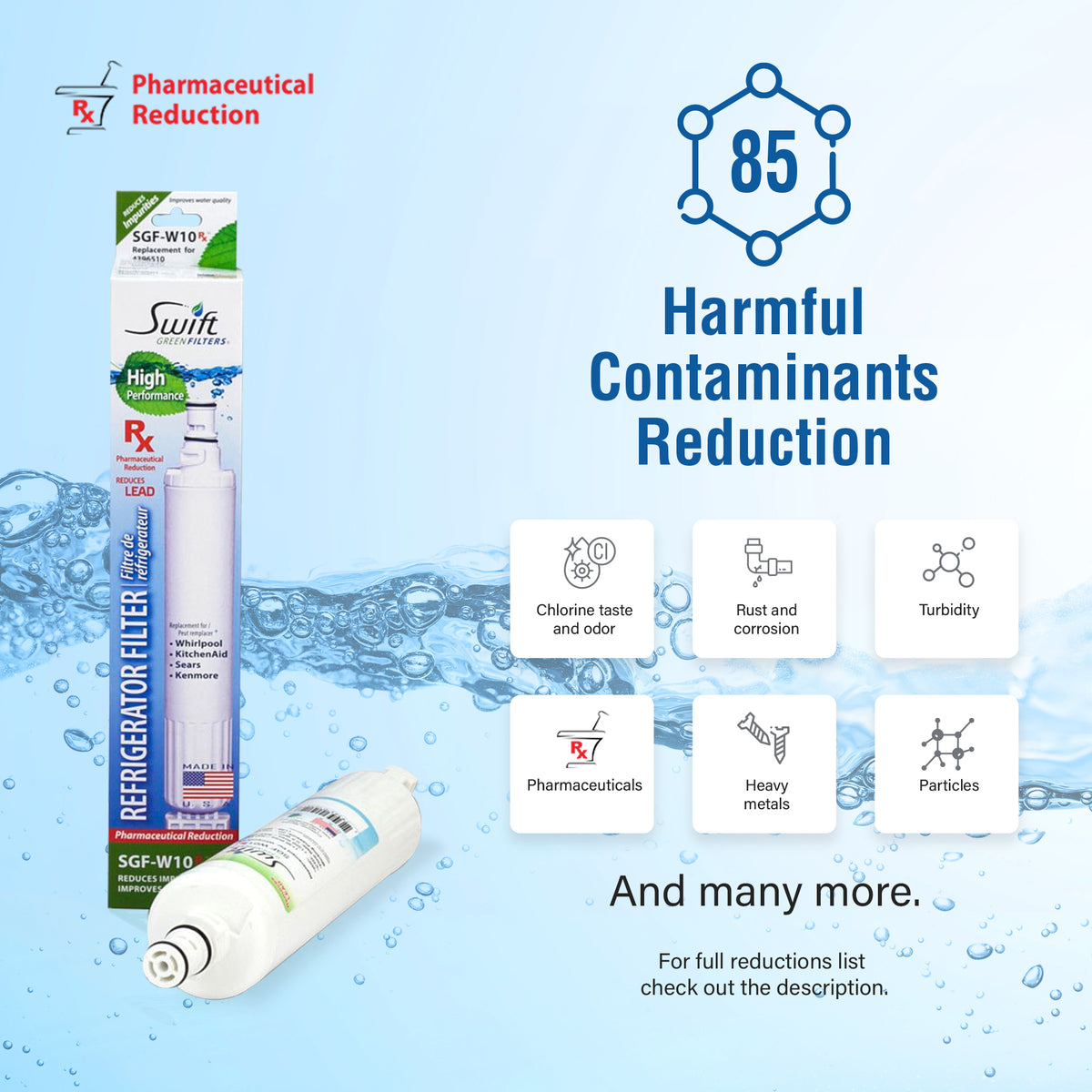 Swift Green Filter SGF-W10 Rx Pharmaceutical Removal Refrigerator Water Filter