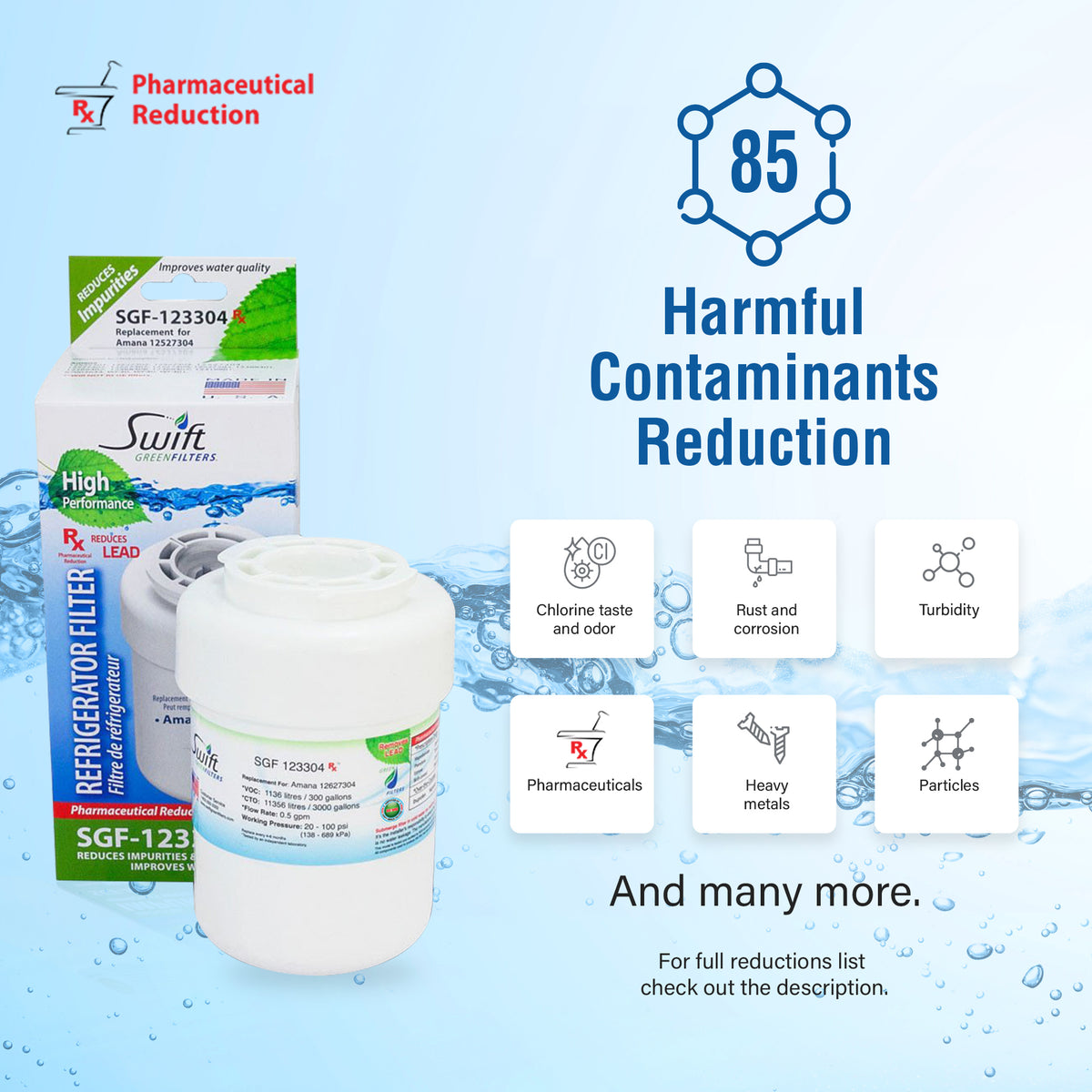 Swift Green Filter SGF-123304 Rx Pharmaceutical Removal Refrigerator Water Filter
