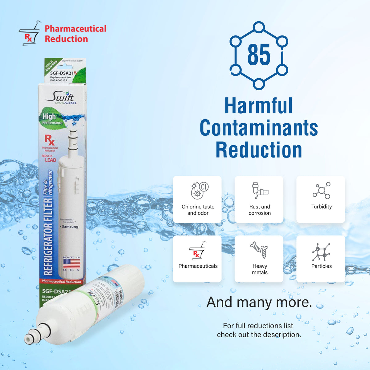 Swift Green Filter SGF-DSA21 Rx Pharmaceutical Removal Refrigerator Water Filter