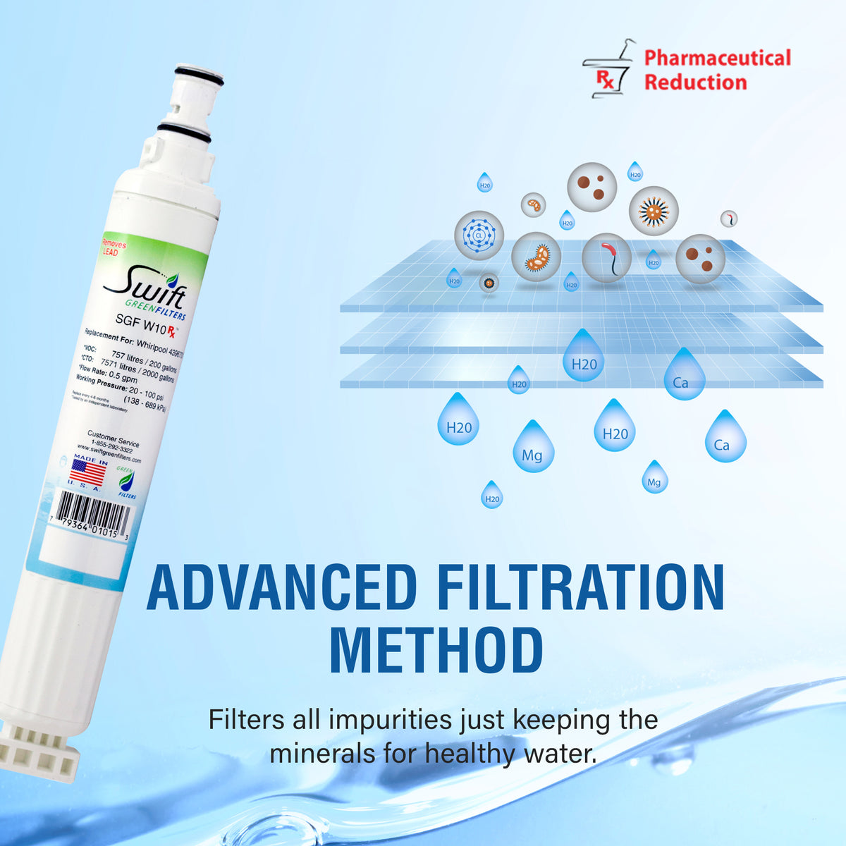 Swift Green Filter SGF-W10 Rx Pharmaceutical Removal Refrigerator Water Filter