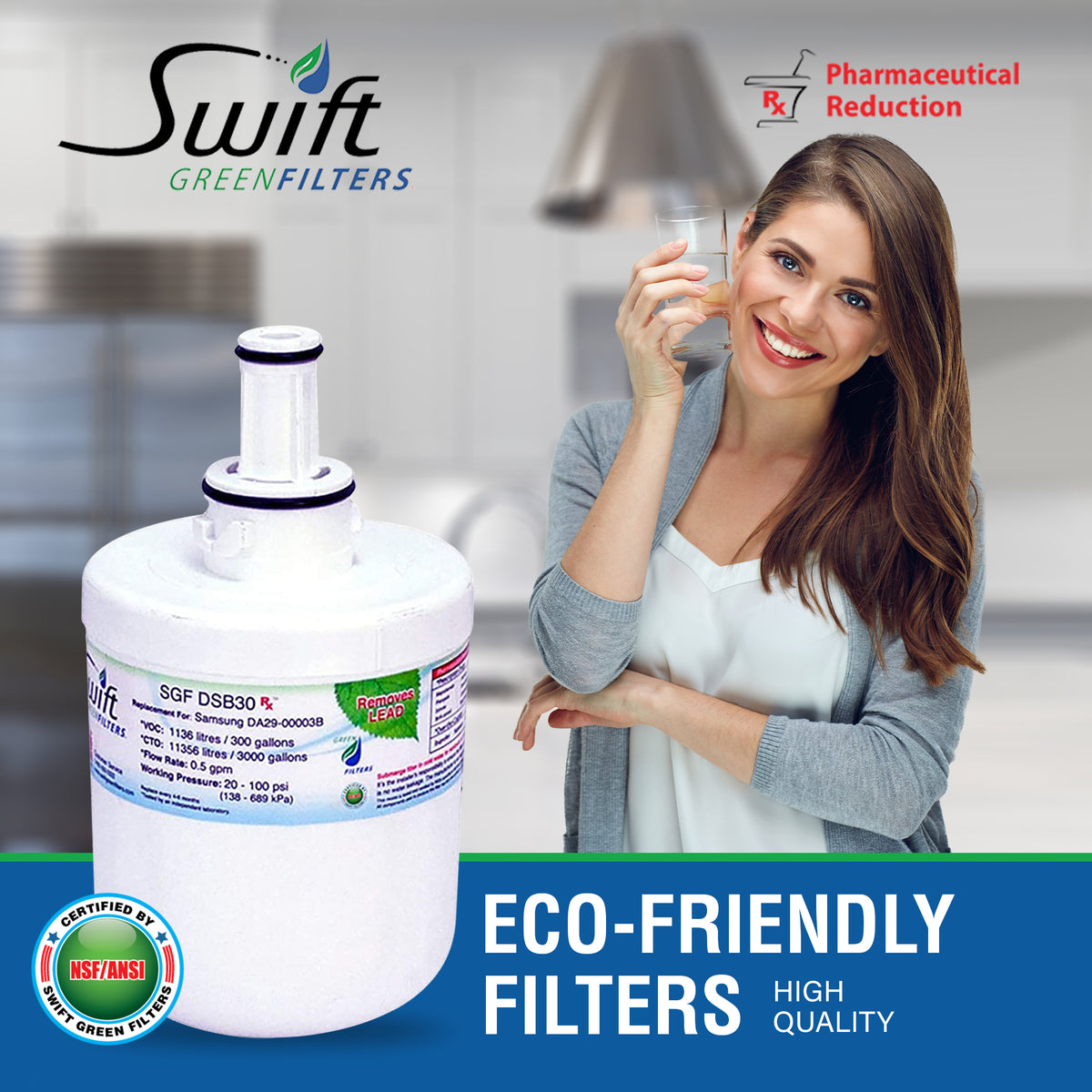 Samsung DA29-00003G, DA2900003AB & HAF-CU1 Compatible Pharmaceutical Refrigerator Water Filter
