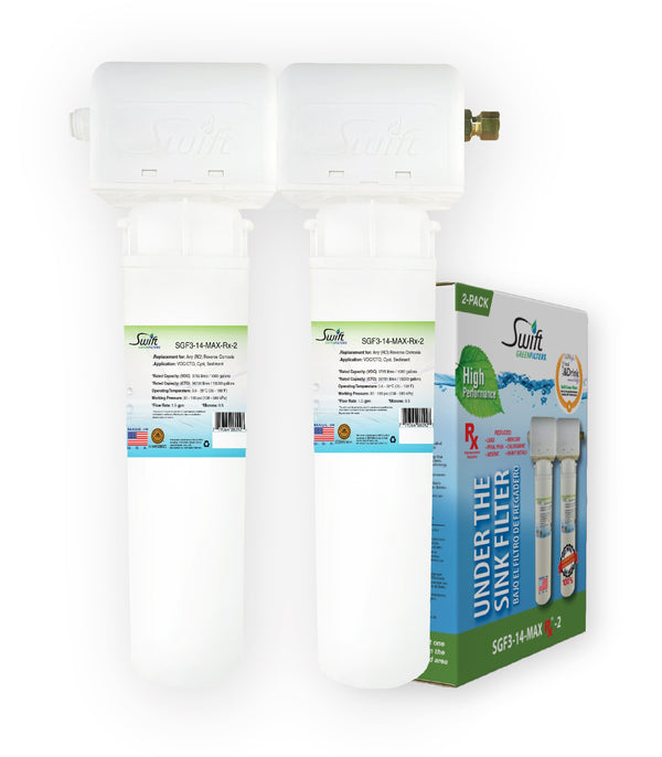 Swift Green Filters SGF3-14-MAX-Rx-2– Multi-Stage Under Sink Water Filter System | High Capacity, Eco-Friendly, Direct Connect | Made in USA