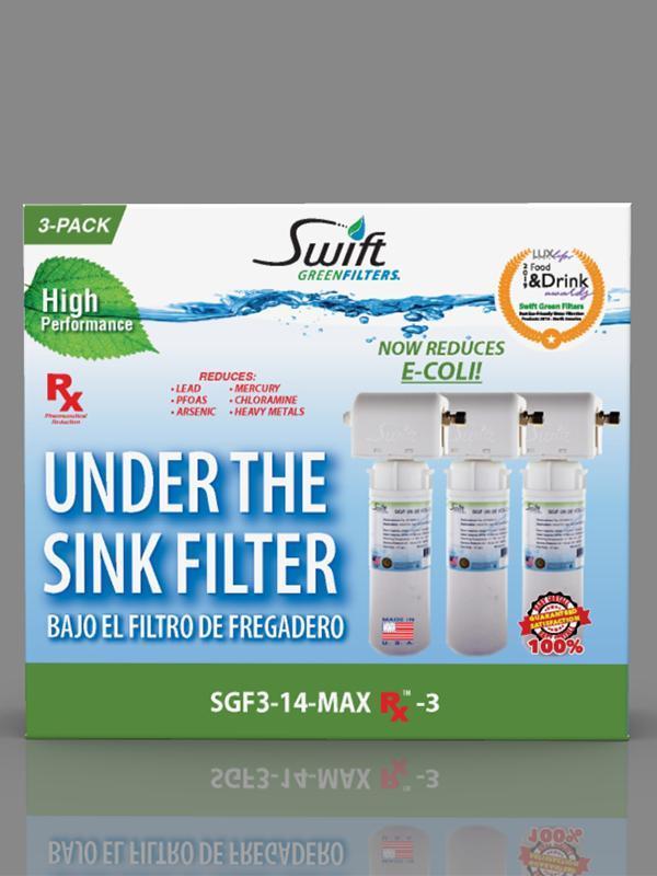 Swift Green Filters SGF3-14-MAX-Rx-3– Multi-Stage Under Sink Water Filter System | High Capacity, Eco-Friendly, Direct Connect | Made in USA