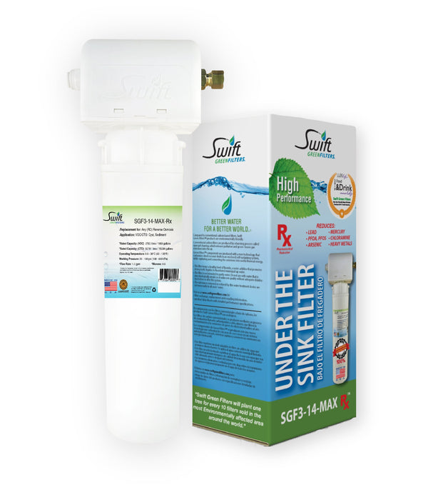 Swift Green Filters SGF3- 14-MAX-RX– Multi-Stage Under Sink Water Filter System | High Capacity, Eco-Friendly, Direct Connect | Made in USA