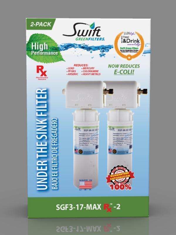 Swift Green Filters SGF3-17MAX-Rx-2– Multi-Stage Under Sink Water Filter System | High Capacity, Eco-Friendly, Direct Connect | Made in USA