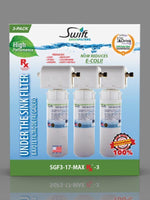SGF3-17MAX-RX-3 ( Triple Candle System) Multi stage Under the Sink System with ultra high Capacity, Direct Connect Fittings-Removes Pharmaceuticals, VOC,s contaminants, Chlorine, Arsenic, Lead, Heavy metals, Bad taste, Odors, Scale and Sediment